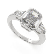 Emilia Emerald Cut Trilogy 3 Stone Engagement Ring Setting - Nivetta